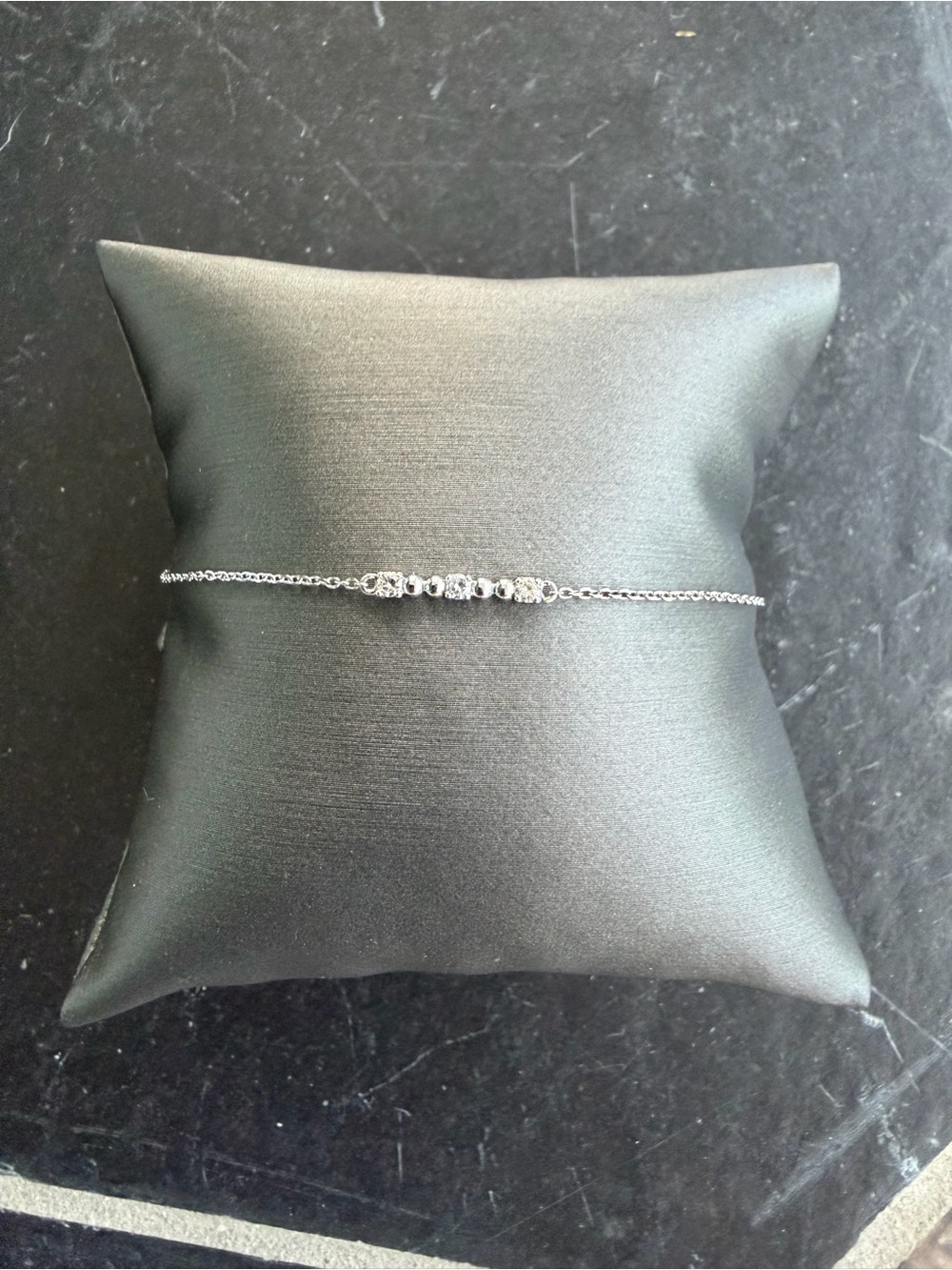 Delicate 14kt White Gold Diamond Bar Bracelet - Elegant Minimalist